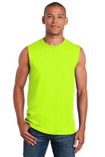 gildan ultra cotton sleeveless t shirt 2700 safety green