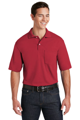 Jerzees True Red 436MP custom embroidered polo shirts