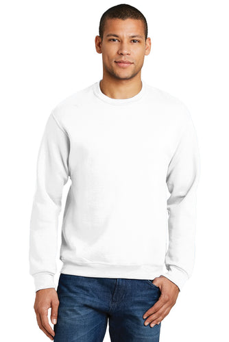 Jerzees White 562M custom logo sweatshirts embroidered