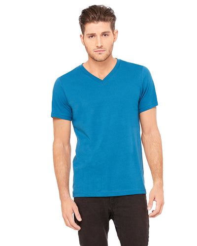 bella + canvas unisex jersey short sleeve v-neck t-shirt 3005 deep teal