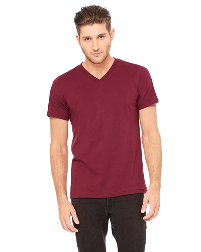 bella + canvas unisex jersey short sleeve v-neck t-shirt 3005 maroon