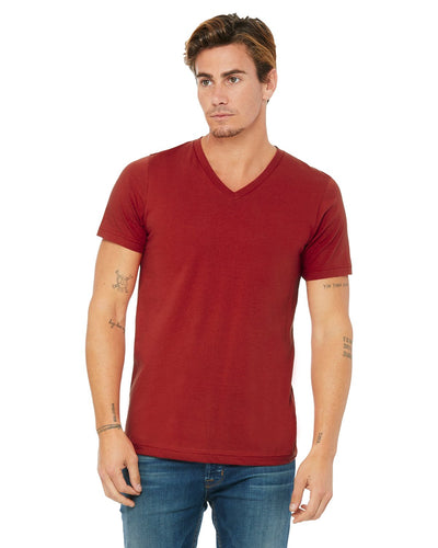 bella + canvas unisex jersey short sleeve v-neck t-shirt 3005 canvas red