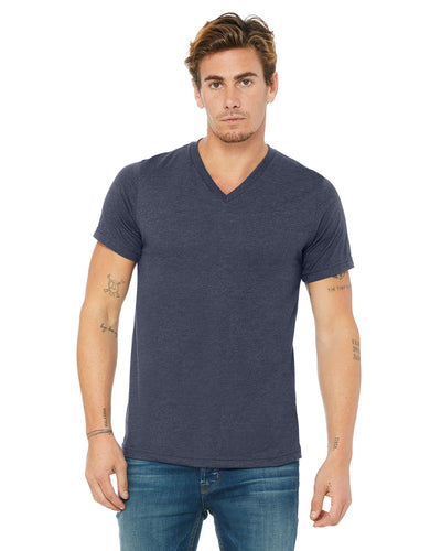 bella + canvas unisex jersey short sleeve v-neck t-shirt 3005 heather navy
