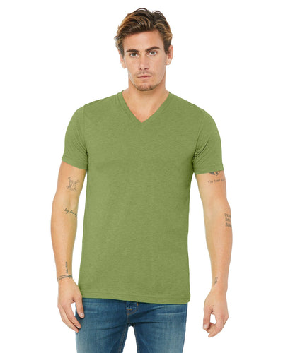 bella + canvas unisex jersey short sleeve v-neck t-shirt 3005 heather green