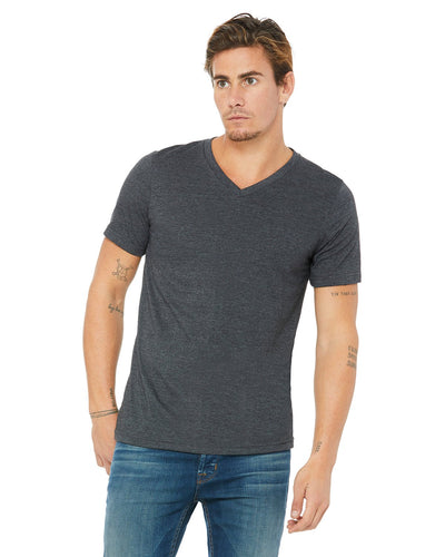 bella + canvas unisex jersey short sleeve v-neck t-shirt 3005 dk grey heather