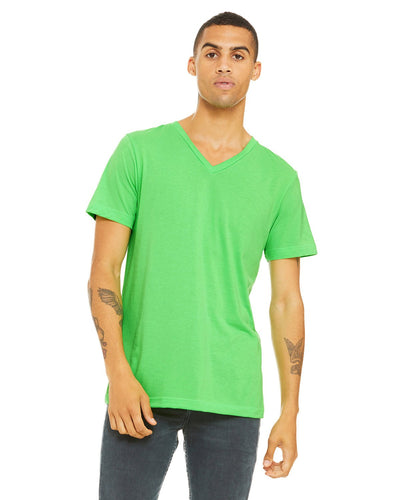 bella + canvas unisex jersey short sleeve v-neck t-shirt 3005 neon green