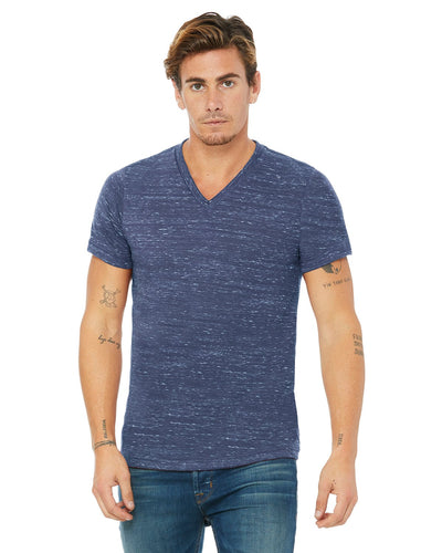 bella + canvas unisex jersey short sleeve v-neck t-shirt 3005 navy marble