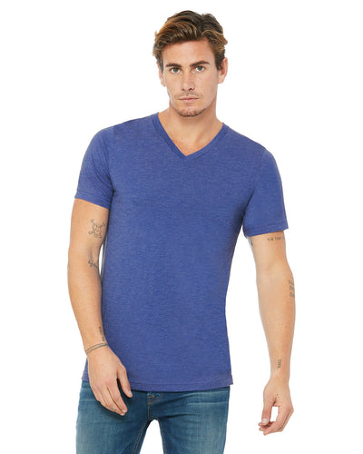 bella + canvas unisex jersey short sleeve v-neck t-shirt 3005 hthr true royal