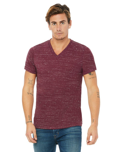 bella + canvas unisex jersey short sleeve v-neck t-shirt 3005 maroon marble