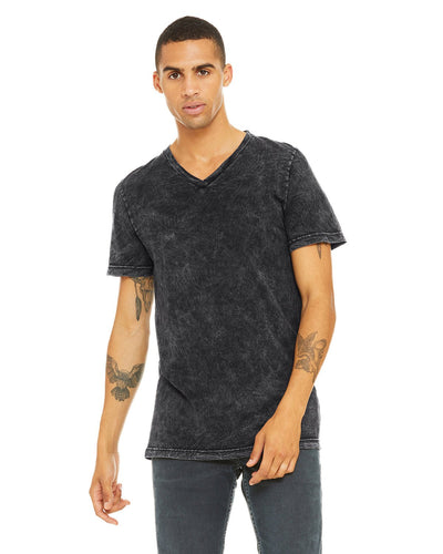 bella + canvas unisex jersey short sleeve v-neck t-shirt 3005 blk mineral wash