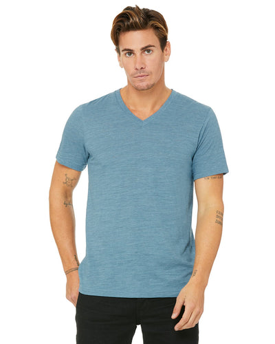 bella + canvas unisex jersey short sleeve v-neck t-shirt 3005 denim slub