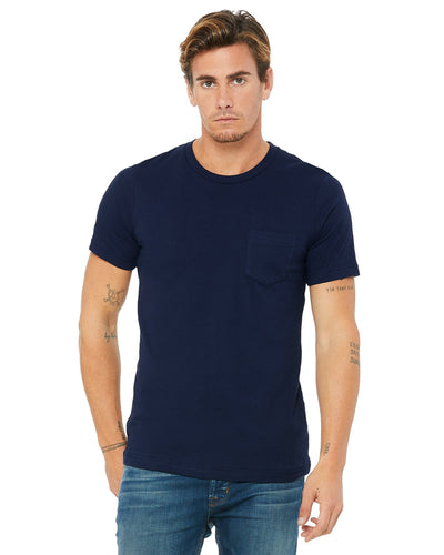 bella + canvas jersey short sleeve pocket t-shirt 3021 navy