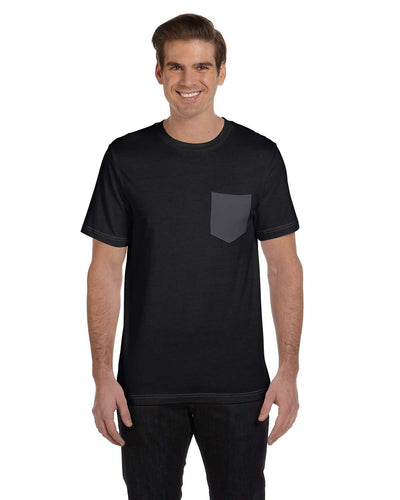 bella + canvas jersey short sleeve pocket t-shirt 3021 black/ deep hthr