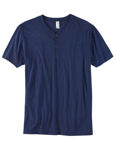 bella + canvas triblend short sleeve henley 3125 navy triblend