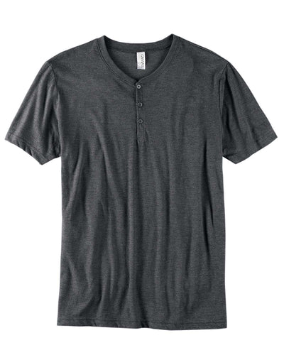 bella + canvas triblend short sleeve henley 3125 char-black trib