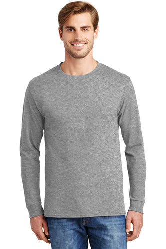 hanes tagless cotton long sleeve t shirt 5586 light steel