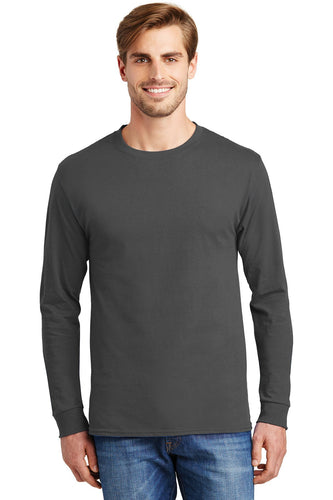 hanes tagless cotton long sleeve t shirt 5586 smoke grey