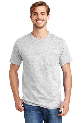 hanes tagless cotton t shirt with pocket 5590 ash
