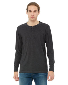 bella + canvas jersey long sleeve henley 3150 drk grey heather