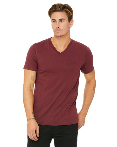 bella + canvas unisex triblend short sleeve v-neck t-shirt 3415c cardinal triblnd