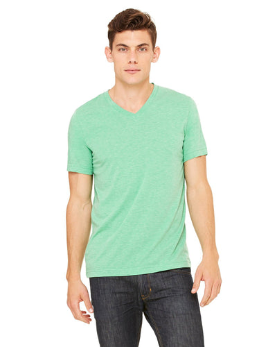 bella + canvas unisex triblend short sleeve v-neck t-shirt 3415c green triblend