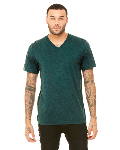bella + canvas unisex triblend short sleeve v-neck t-shirt 3415c emerald triblend