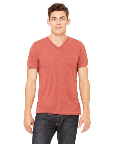 bella + canvas unisex triblend short sleeve v-neck t-shirt 3415c clay triblend
