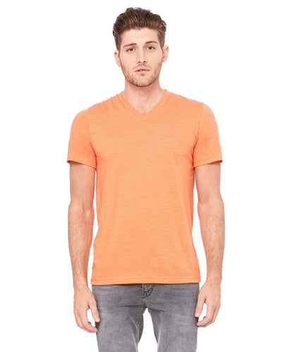 bella + canvas unisex triblend short sleeve v-neck t-shirt 3415c orange triblend
