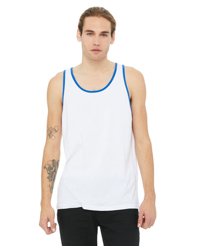 bella + canvas unisex jersey tank 3480 white/ tr royal