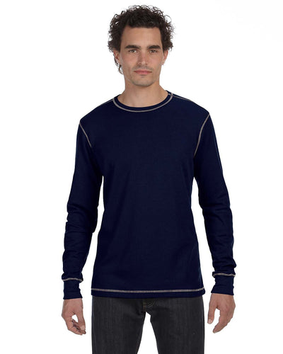 bella + canvas thermal long sleeve t-shirt 3500 navy/ grey