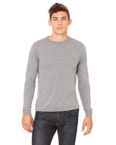 bella + canvas unisex jersey long sleeve t-shirt 3501 grey triblend