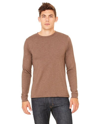 bella + canvas unisex jersey long sleeve t-shirt 3501 heather brown
