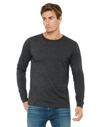 bella + canvas unisex jersey long sleeve t-shirt 3501 drk grey heather
