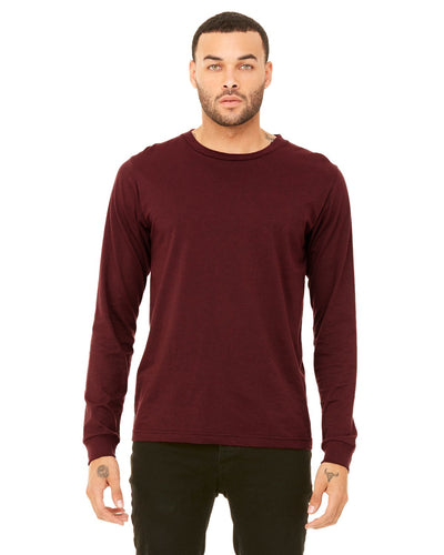 bella + canvas unisex jersey long sleeve t-shirt 3501 heather cardinal