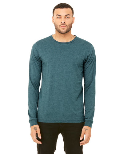 bella + canvas unisex jersey long sleeve t-shirt 3501 hthr deep teal