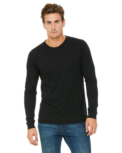 bella + canvas unisex jersey long sleeve t-shirt 3501 solid black slub