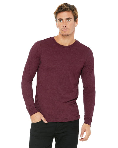 bella + canvas unisex jersey long sleeve t-shirt 3501 maroon triblend