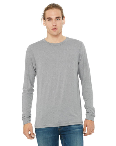 bella + canvas unisex jersey long sleeve t-shirt 3501 ath grey triblnd