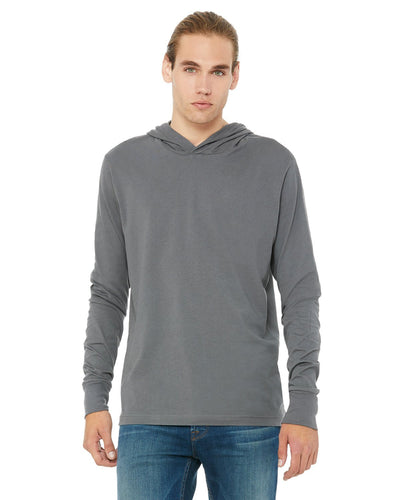 bella + canvas unisex jersey long sleeve hoodie 3512 asphalt