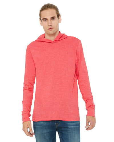 bella + canvas unisex jersey long sleeve hoodie 3512 heather red