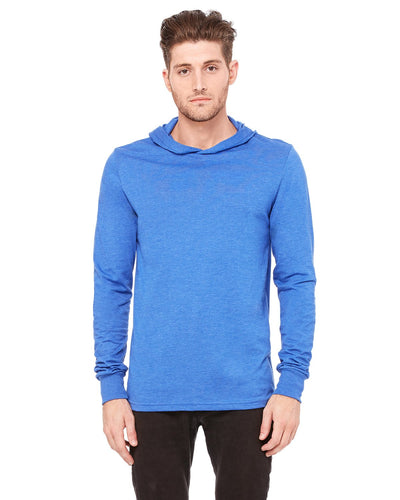 bella + canvas unisex jersey long sleeve hoodie 3512 heather true roy