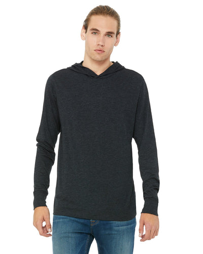 bella + canvas unisex jersey long sleeve hoodie 3512 chrcl blck trbln