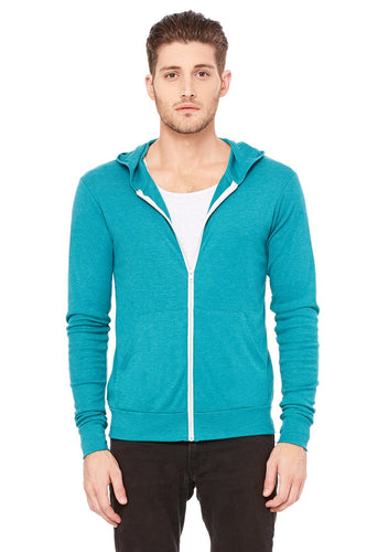 Bella + Canvas Teal Triblend 3939 company sweatshirts embroidered