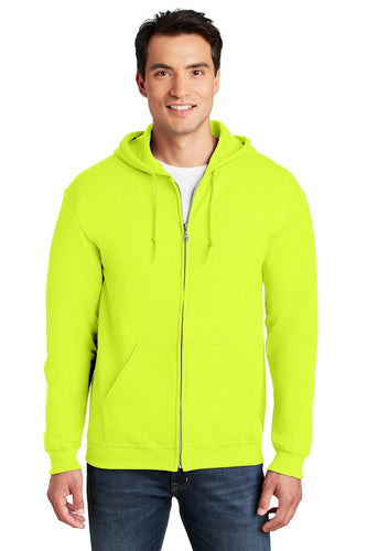 Gildan Safety Green 18600 sweatshirts with logo embroidery