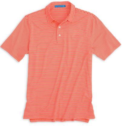 Southern Tide Men's Gameday Performance Stripe Polo 3968 Endzone Orange