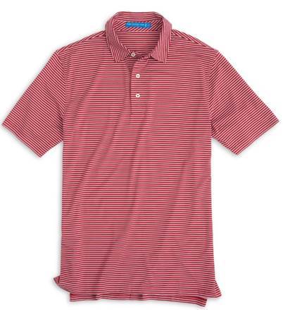 Southern Tide Men's Gameday Performance Stripe Polo 3968 Crimson