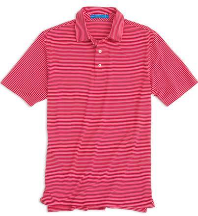 Southern Tide Men's Gameday Performance Stripe Polo 3968 Varsity Red