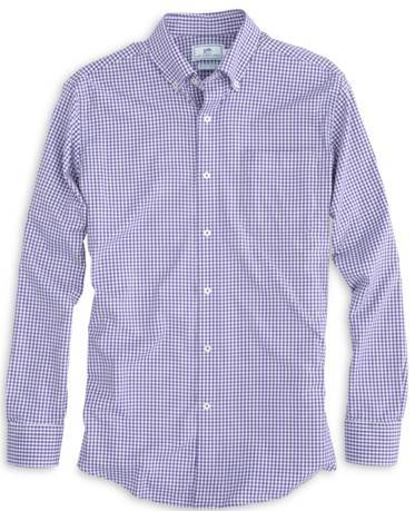 Southern Tide Men's Gameday Gingham Intercoastal Performance Sportshirt 3962 Regalpurple