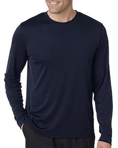 Hanes Men's Cool DRI  with FreshIQ Long Sleeve Performance T-Shirt 482L NAVY