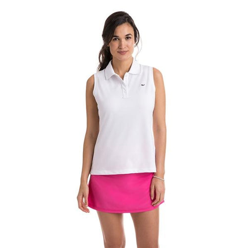 Vineyard Vines Women's Sleeveless Performance Pique Polo 2K1355 White Cap